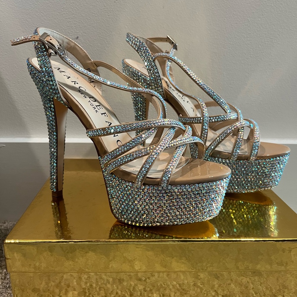 Marc Defang Crystal Platform Heels – Size 7.5 – Worn Once On Stage